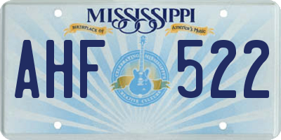 MS license plate AHF522