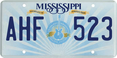 MS license plate AHF523