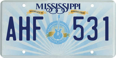 MS license plate AHF531