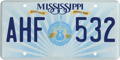 MS license plate AHF532