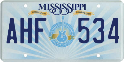 MS license plate AHF534