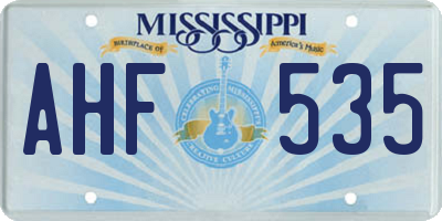 MS license plate AHF535