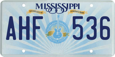 MS license plate AHF536