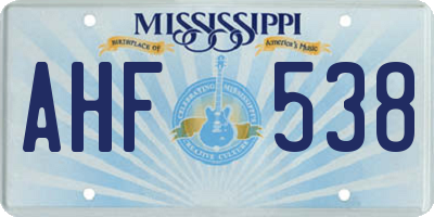 MS license plate AHF538
