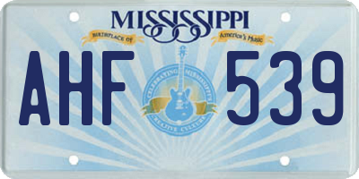 MS license plate AHF539