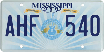 MS license plate AHF540