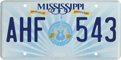 MS license plate AHF543