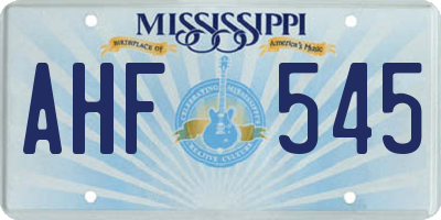 MS license plate AHF545