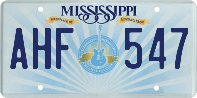 MS license plate AHF547