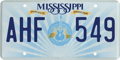 MS license plate AHF549