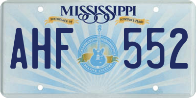 MS license plate AHF552