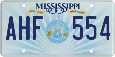MS license plate AHF554