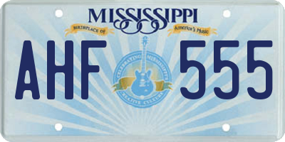 MS license plate AHF555