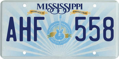 MS license plate AHF558