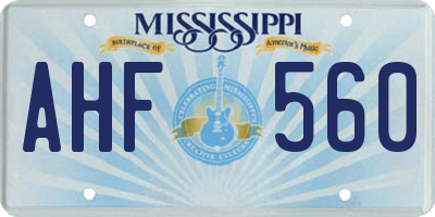 MS license plate AHF560