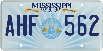 MS license plate AHF562