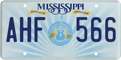 MS license plate AHF566