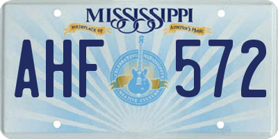 MS license plate AHF572
