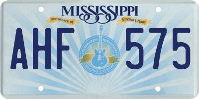 MS license plate AHF575