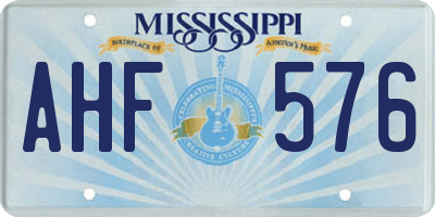 MS license plate AHF576