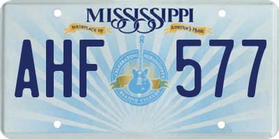 MS license plate AHF577