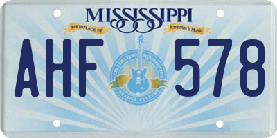 MS license plate AHF578