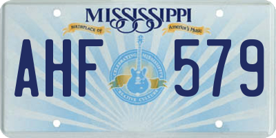 MS license plate AHF579