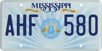 MS license plate AHF580