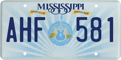MS license plate AHF581