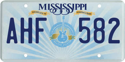 MS license plate AHF582