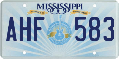 MS license plate AHF583