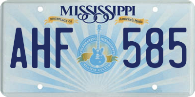 MS license plate AHF585