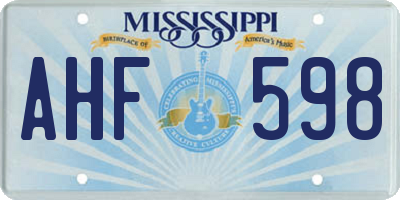 MS license plate AHF598