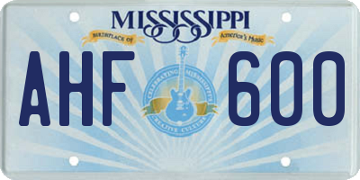 MS license plate AHF600