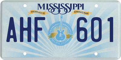 MS license plate AHF601