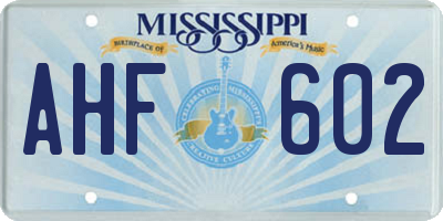 MS license plate AHF602