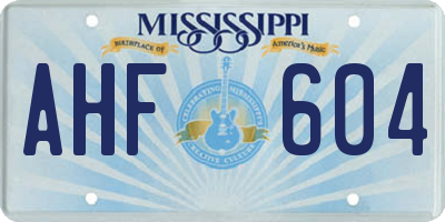 MS license plate AHF604