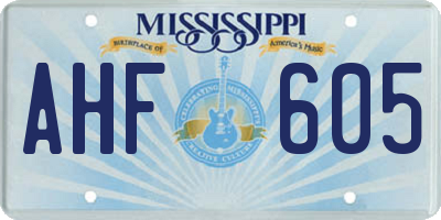 MS license plate AHF605