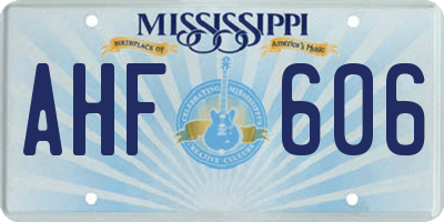 MS license plate AHF606