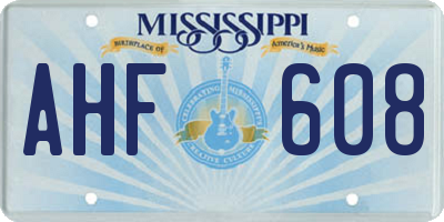 MS license plate AHF608