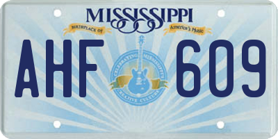 MS license plate AHF609