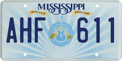 MS license plate AHF611