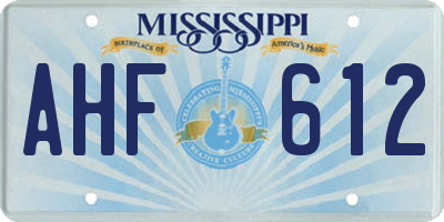 MS license plate AHF612