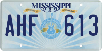 MS license plate AHF613
