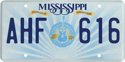 MS license plate AHF616