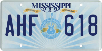 MS license plate AHF618