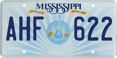 MS license plate AHF622