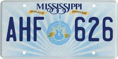 MS license plate AHF626