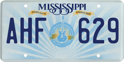 MS license plate AHF629