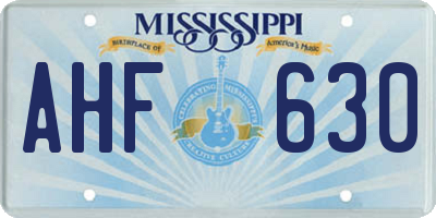 MS license plate AHF630